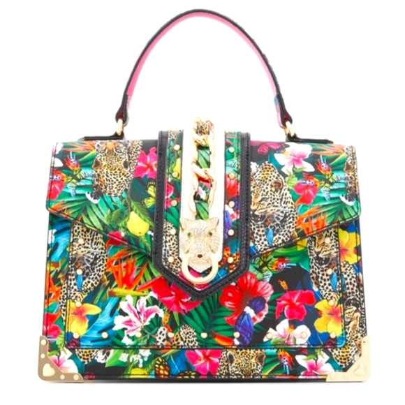 Aldo Handbags - ALDO Cheetah Flower Print Leather Small Satchel OR Crossover Bag